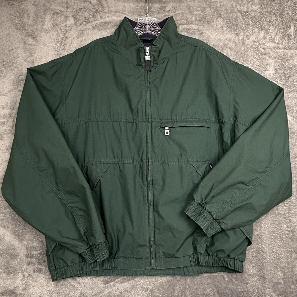 Vintage 1990s Eddie Bauer Bomber Jacket Men's Large 52x27 Inch Green Cotton Zip